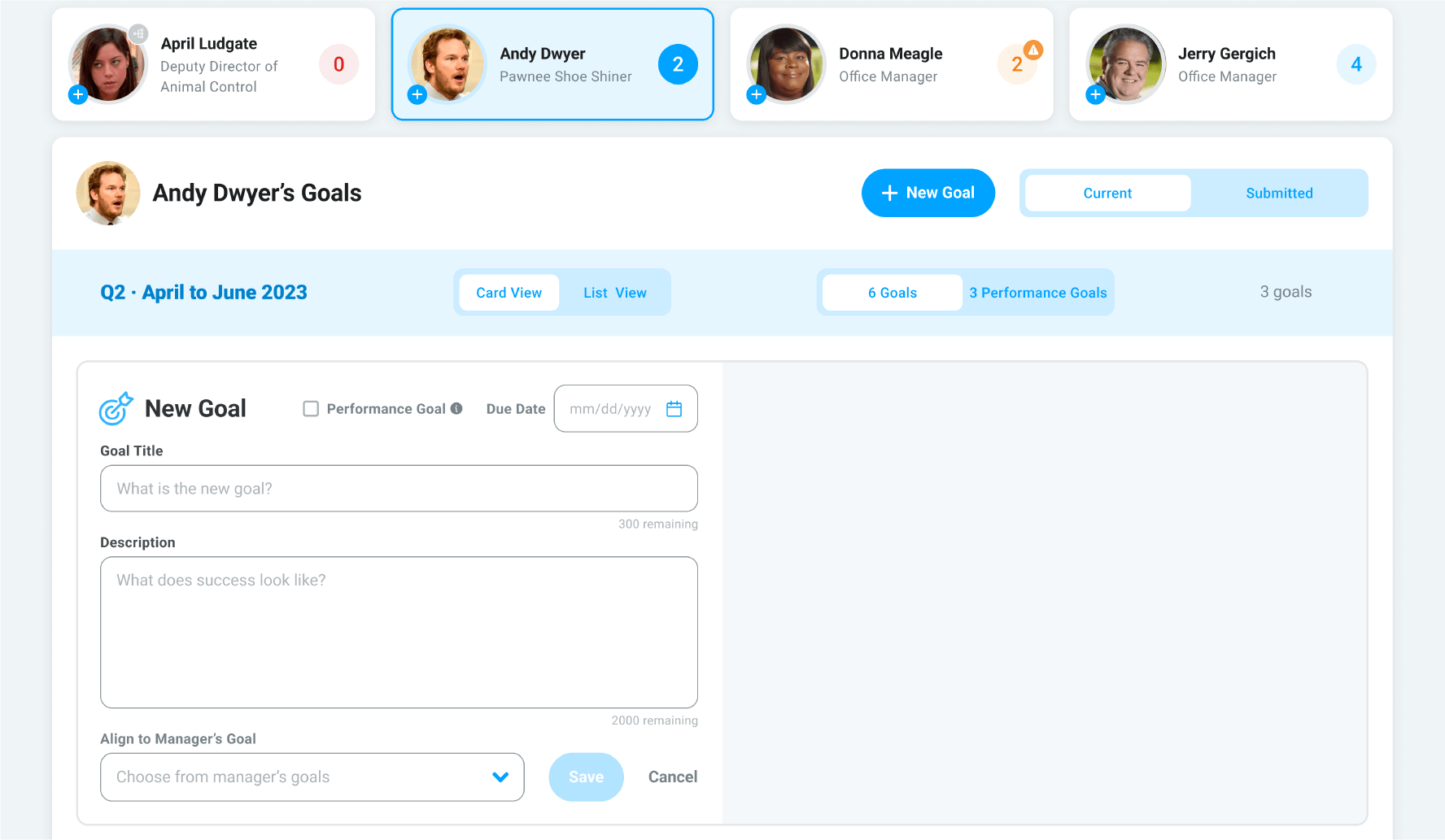 Image of the Motivosity goals dashboard.