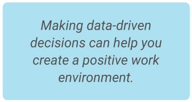 image with text - Making data-driven decisions can help you create a positive work environment.