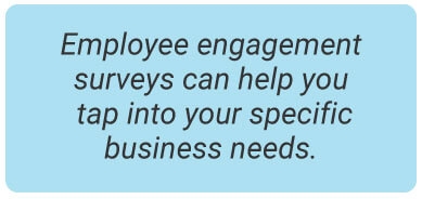 image with text - Employee engagement surveys can help you tap into specific business needs.