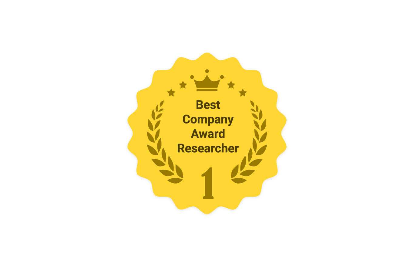 image with text - Badge with text that says: Best Company Award Researcher
