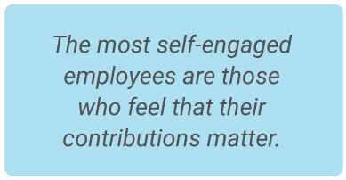image with text - The most self-engaged employees are those who feel that their contributions matter.