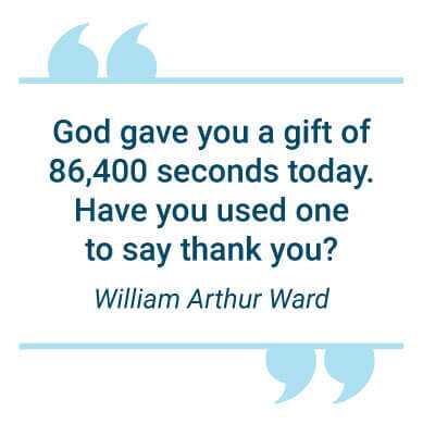 image with text - God gave you a gift of 86,400 seconds today. Have you used one to say thank you?