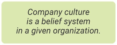 image with text - company culture is a belief system in a given organization.